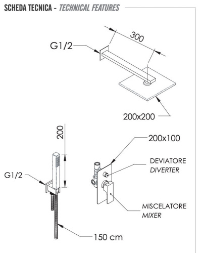 Душевая система Remer Absolute AU09S02O20
