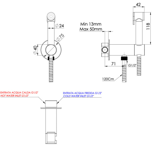 Гигиенический душ Remer X Style X61PWBG, золото брашированное