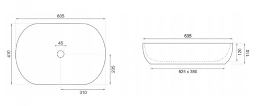 Умывальник Rea Cleo white Black edge U6210