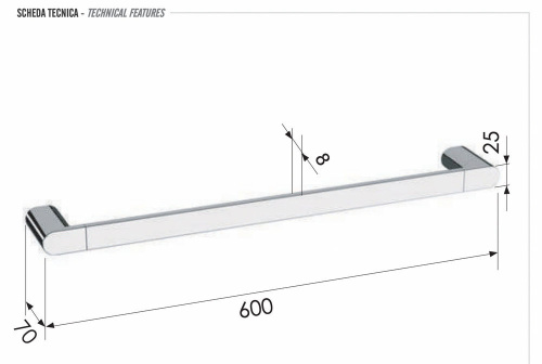 Полотенцедержатель 60 см Remer Lounge LN30XV, сталь