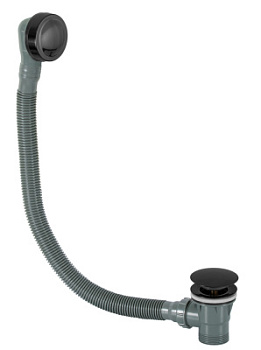 Слив-перелив click-clack для ванны Remer 96PCCCFP, черный брашированный хром