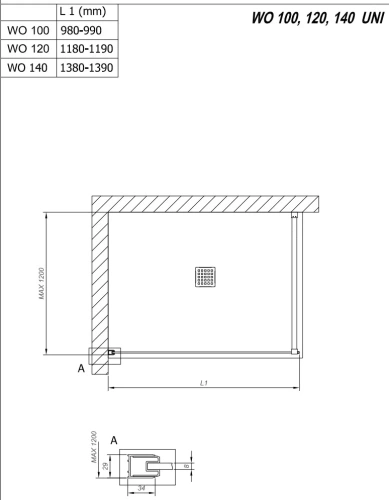 Душевая стенка Kolpa-San Calypso WO 120 silver brill graphite 517820