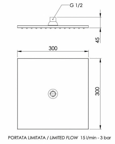 Верхний душ с шарнирным соединением 30 см Remer 359SSLBGX, золото брашированное