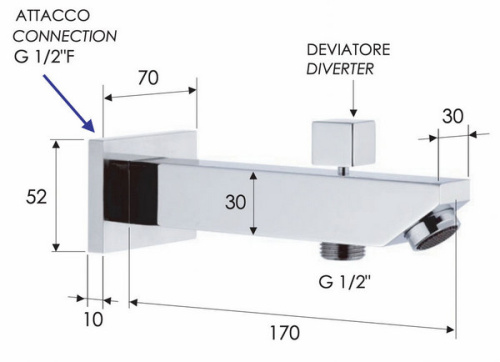 Излив настенный 18 см с дивертером Remer 91SD