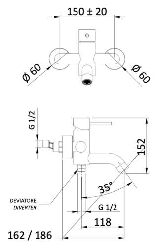 Смеситель для ванны Mariani Next B00212NS