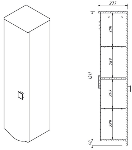 Пенал подвесной Caprigo Nokturn 1350L-TP800