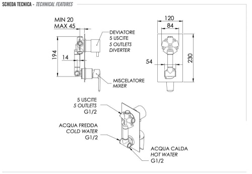 Смеситель для душа Remer Vanity V95