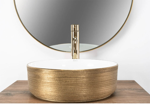 Умывальник Rea Sami White Brush Gold U6630