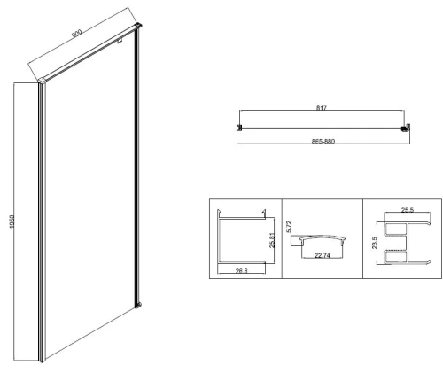 Душевой уголок Vincea Slim-N VSR-5SN9090CLGM