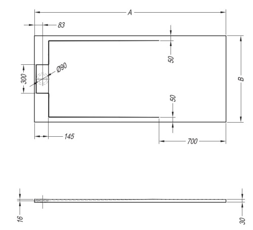 Душевой поддон Kolpa-san Ballo 200x80 Kerrock 108 white 551100