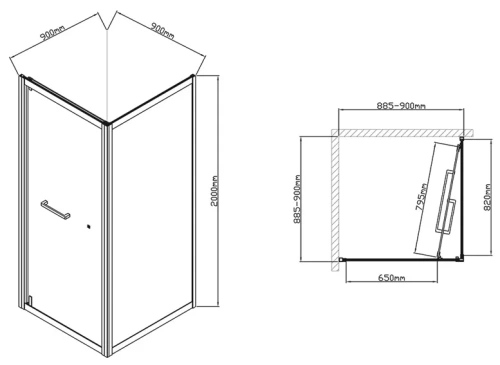 Душевой уголок Vincea Stile VSS-2ST9090CLB-R