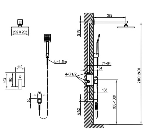 Душевая система Ahti Hamina HA405318