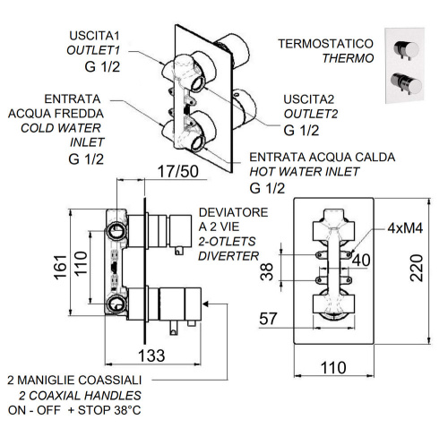 Смеситель для душа Remer Elegance NT92Q