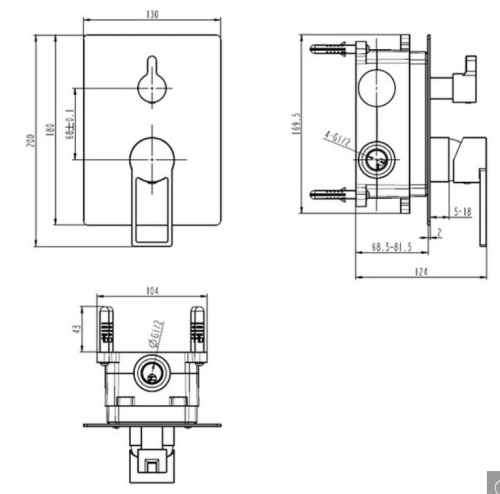 Смеситель для душа Caprigo Kub 54-051-crm