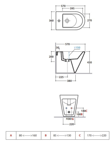 Биде напольное Globo Forty3 FO009BI