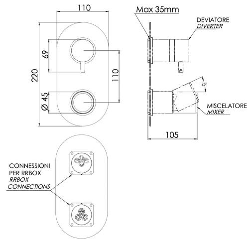 Смеситель для душа Daniel Trilogy TG612D3KBCR