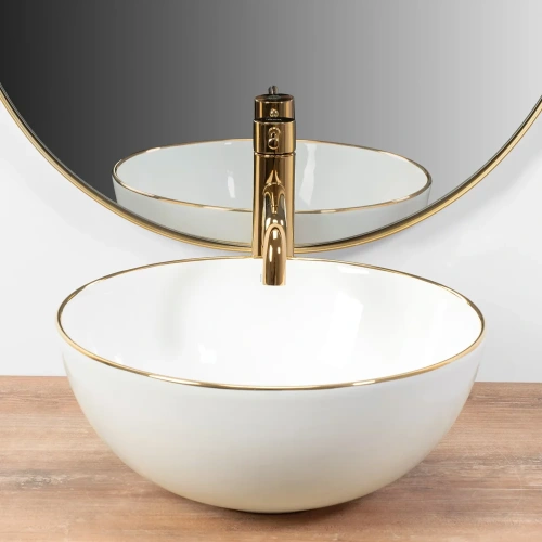 Умывальник Rea Stella white gold edge U7445