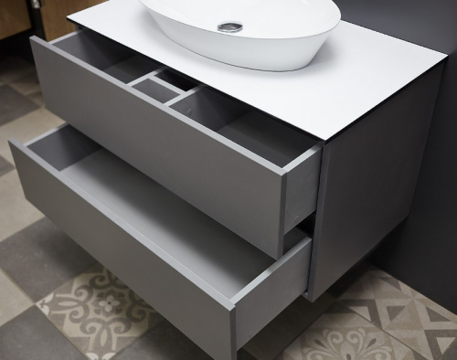 Тумба подвесная Vela Каскад Голо 90П серый матовый TU27088