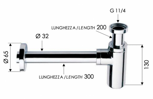 Сифон 1”1/4 Remer 958LNO, черный матовый