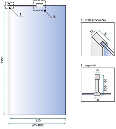 Душевая стенка Rea AERO 100x195 K7551