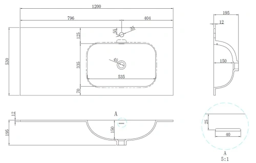 Раковина Vincea Elise VCB-4EL120MW-R