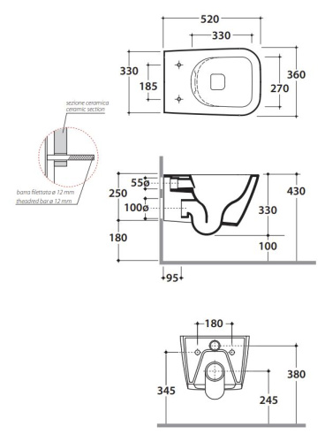 Унитаз подвесной Globo STONE STS05BO