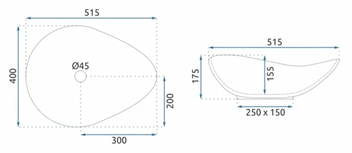 Умывальник Rea Dora Stone U5066