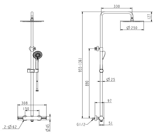 Душевая система Nemo Round NM-9011BN brush nickel