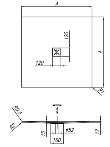 Душевой поддон Kolpa-san Lerock Zero 90x90 Kerrock 109 white 596010
