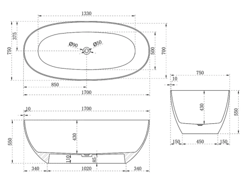 Ванна из смолы Vincea VBT-6T01B