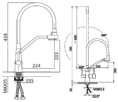 Смеситель для мойки Vivi Felice 1920 CN Cromo-Nero