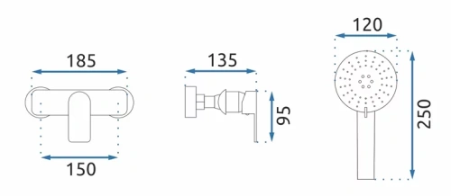 Смеситель для душа Rea Bloom chrom B3000