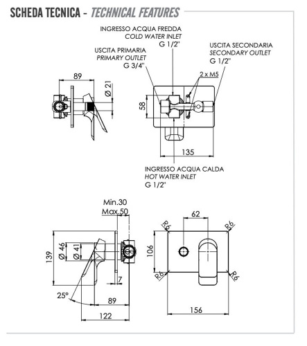 Смеситель для душа Remer Infinity I09HRGNO, черный матовый
