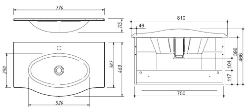 Тумба подвесная Caprigo Nokturn 80 1312-SF027