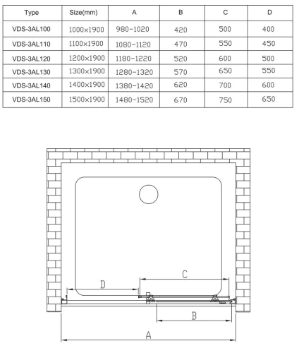 Душевая дверь Vincea Alpha VDS-3AL140CLGM