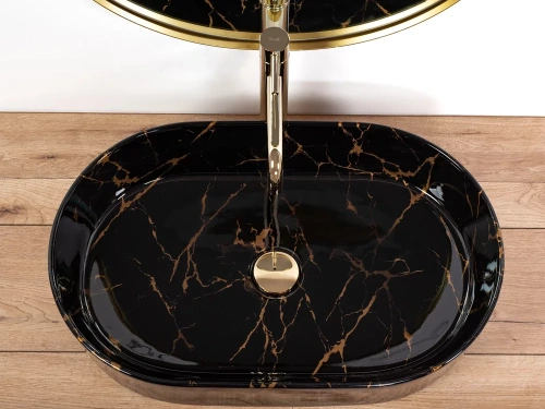 Умывальник Rea Nadia 60 Black Marble Shiny U0539