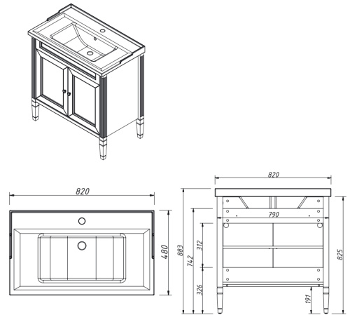Тумба напольная Caprigo Albion Concept 80 34012-TP811