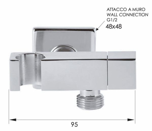 Держатель ручного душа с подключением и запорным вентелем Remer 336S