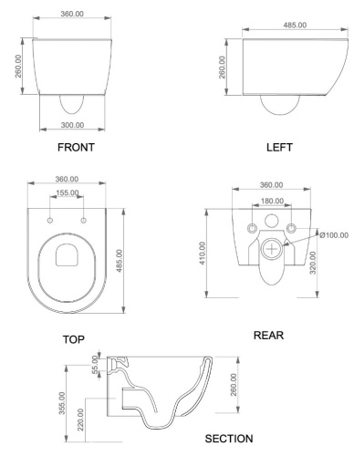 Унитаз подвесной GSG Ceramic Design Like LKWCSOXXS000 укороченная
