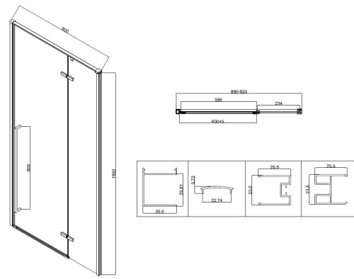 Душевая дверь Vincea Slim-N VDPH-5SN900CLB
