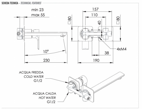 Смеситель для раковины Remer Energy EY15PLNO, черный матовый