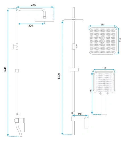 Душевая система Rea Storm gold matt P9535