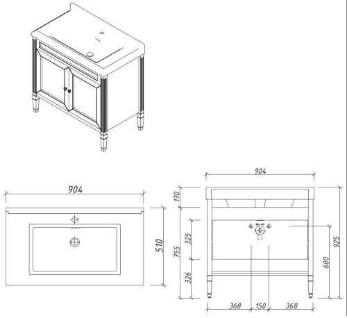 Тумба напольная Caprigo Albion Promo 90 33319UV-011.VOT.00.20