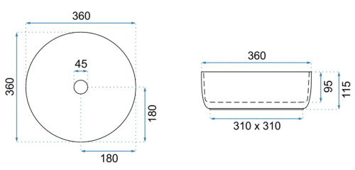Умывальник Rea Sami White Brush Gold U6630