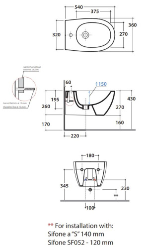 Биде подвесное Globo 4ALL MDS09SK