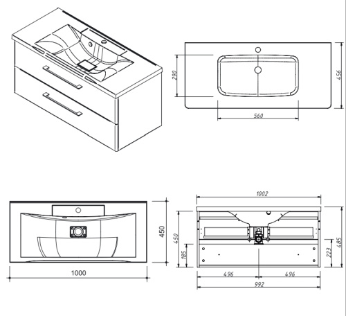 Тумба подвесная Caprigo Accord 100 2221-TP811