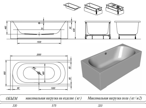 Ванна акриловая Kolpa-San Betty 200x90