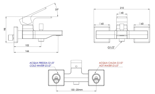 Смеситель для ванны Mariani Rebel B37212RE