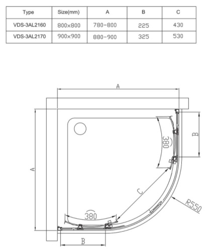 Душевой уголок Vincea Alpha VSQ-3AL800CL