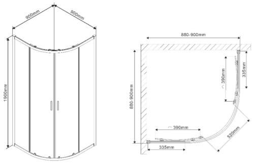 Душевой уголок Vincea Scala VSQ-2SC900CL